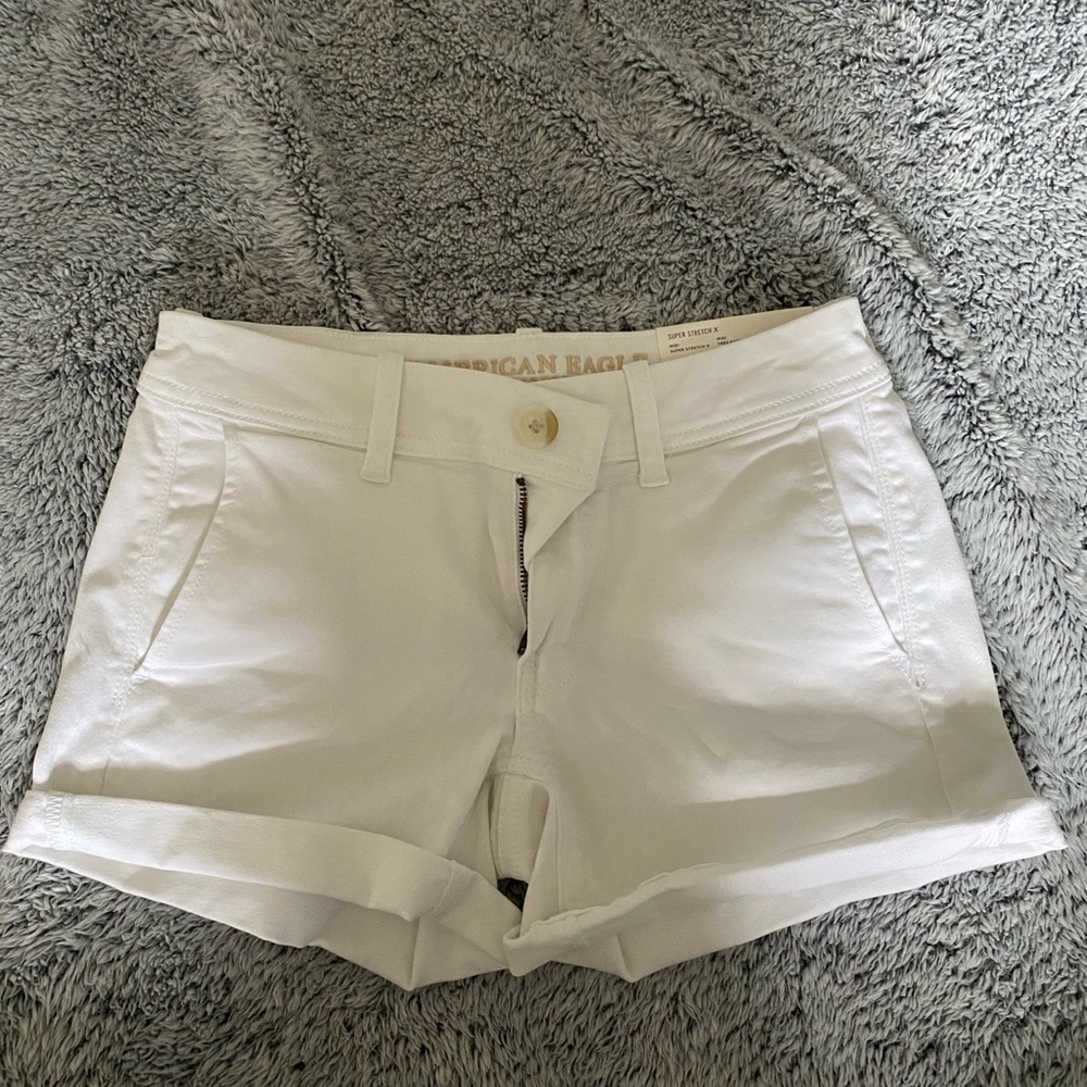 American Eagle mid shorts, white wash